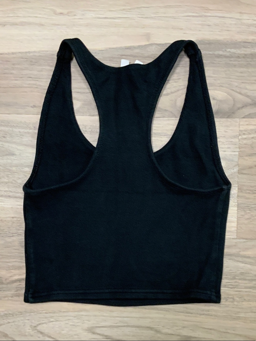 Pact Black Ribbed Racerback Crop Tank Top - Picture 2 of 3